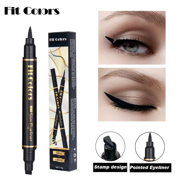 2 in 1 Winged Eyeliner Stamp & Pen – Waterproof, Long-Lasting Black Liner-FlyingCart.pk