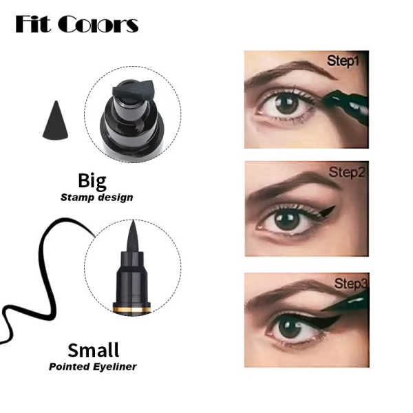 2 in 1 Winged Eyeliner Stamp & Pen – Waterproof, Long-Lasting Black Liner-FlyingCart.pk