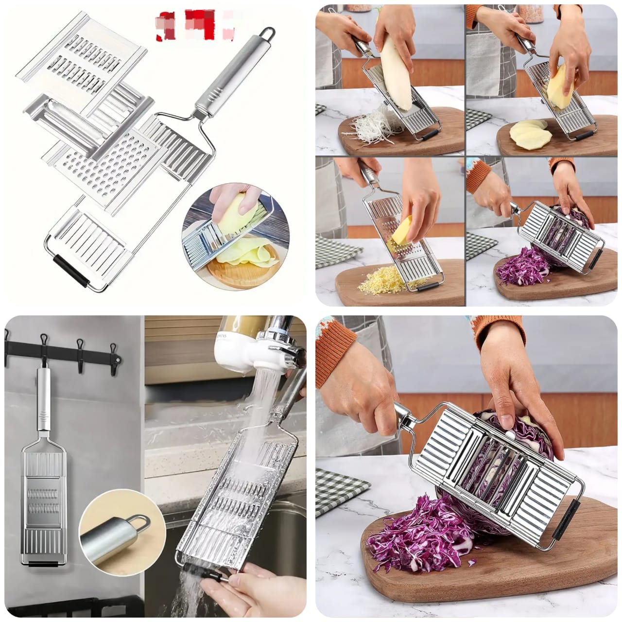 4-in-1 Stainless Steel Vegetable Slicer & Grater-FlyingCart.pk