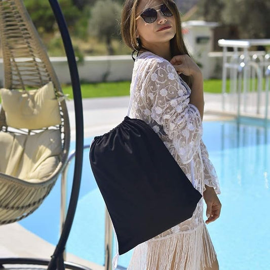 Cotton Canvas Drawstring Backpack Bags OR Printable Draw String Bags-FlyingCart.pk