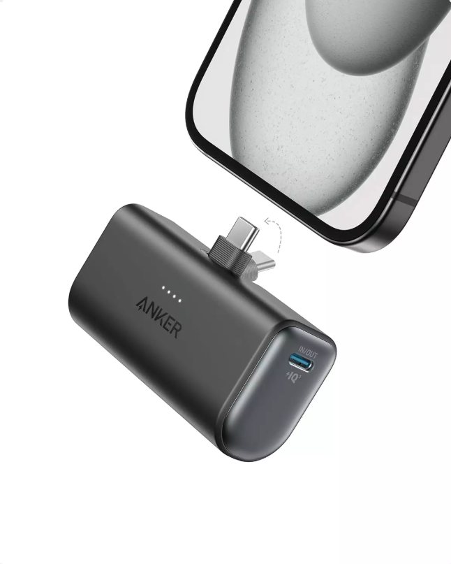 Nano 5,000mah Powerbank 22.5w, Built in Usb-C with Foldable Connector Black-FlyingCart.pk