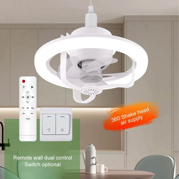 360° Rotating Socket Ceiling Fan with Light and Remote - Flyingcart.pk