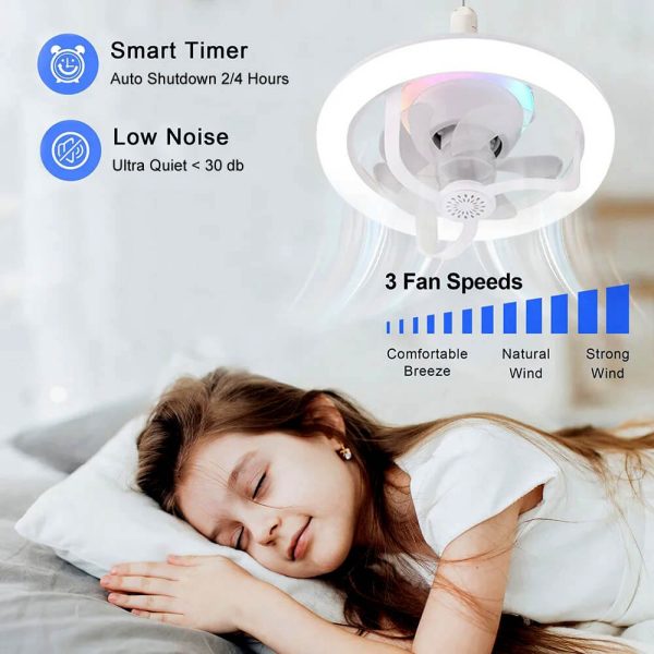 360° Rotating Socket Ceiling Fan with Light and Remote - Flyingcart.pk