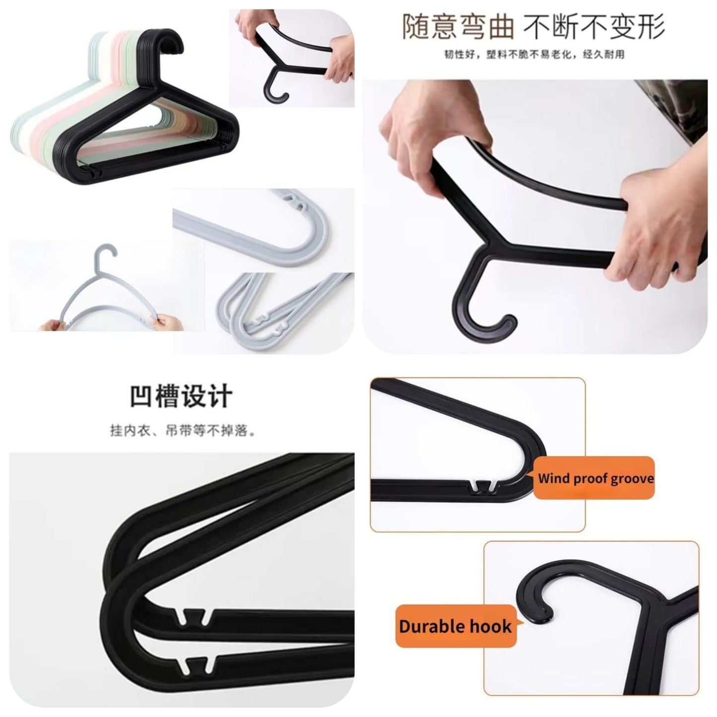 Pack of 6 Multi Purpose Durable Clothes Hangers-FlyingCart.pk