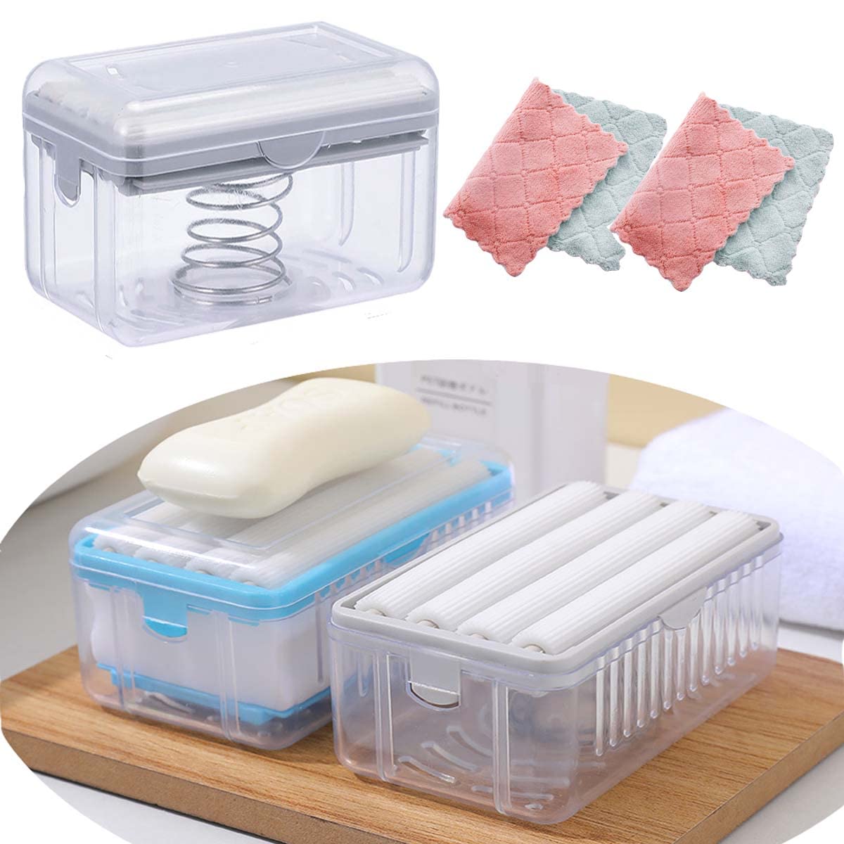 2 in 1 Soap Roller Caddy Sponge Box-FlyingCart.pk
