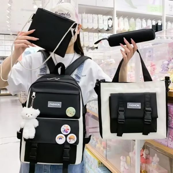 Canvas Cute School Bags for Girls 4Pcs/set