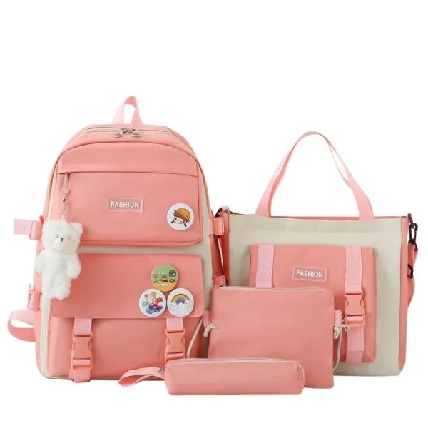 Canvas Cute School Bags for Girls 4Pcs/set
