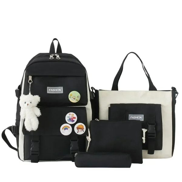 Canvas Cute School Bags for Girls 4Pcs/set