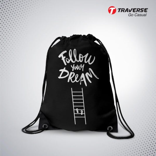 Follow your Dream Printed Drawstring BackPack - Flyingcart.pk