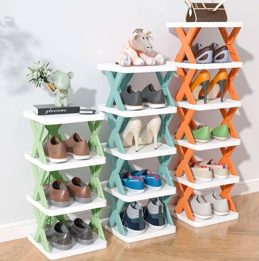 Foldable Plastic Shoe Rack Organizer X Type- FlyingCart.pk