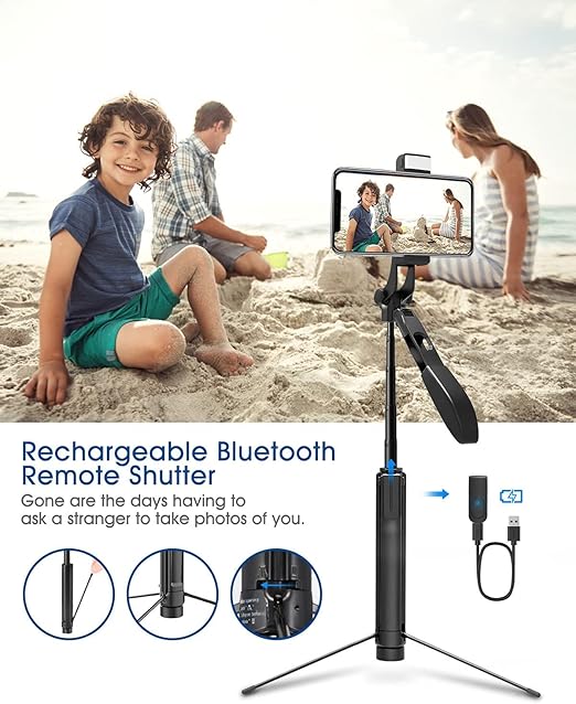 4 in 1 Selfie Stick With Bluetooth Remote and Led