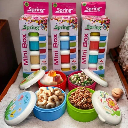 Pack Of 4 Mini Spring Bowl with Seal Cap Food Storage Boxes - FlyingCart.pk