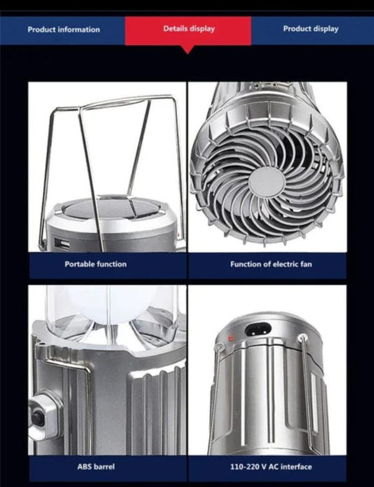 6-in-1 Portable Outdoor LED Camping Lantern with Fan - Flyingcart.pk