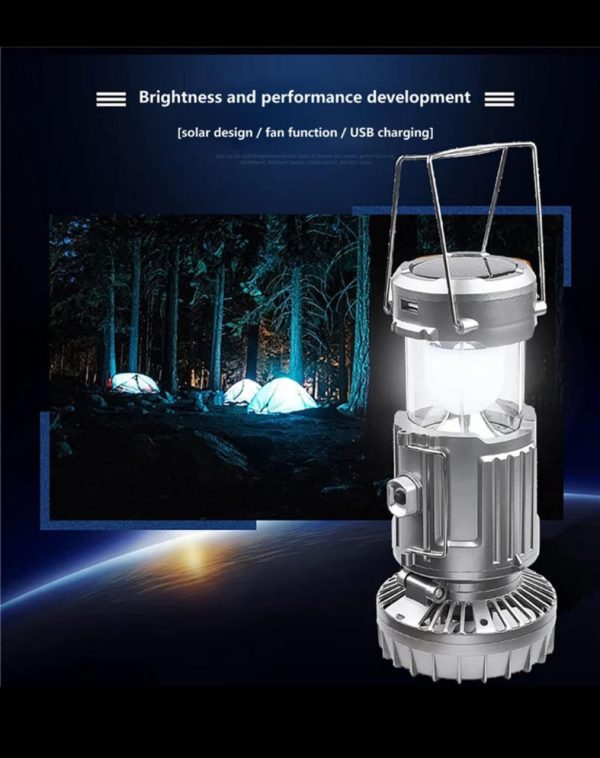 6-in-1 Portable Outdoor LED Camping Lantern with Fan - Flyingcart.pk