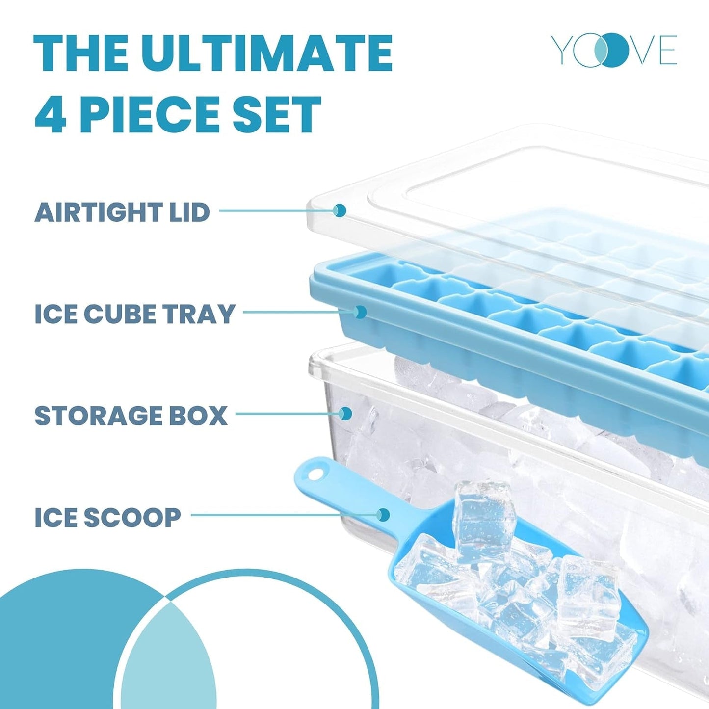 Ice Cube Tray With Lid And Bin 36 Nugget Silicone Ice Tray - FlyingCart.pk