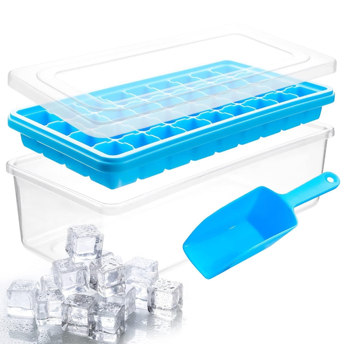 Ice Cube Tray With Lid And Bin 36 Nugget Silicone Ice Tray - FlyingCart.pk