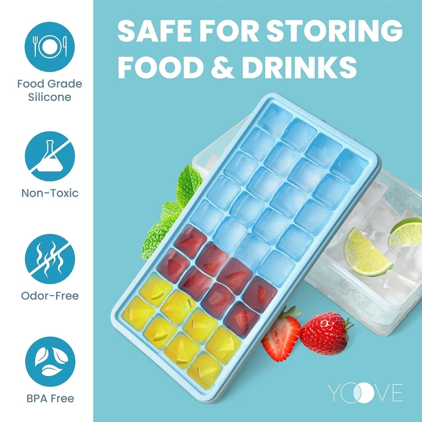 Ice Cube Tray With Lid And Bin 36 Nugget Silicone Ice Tray - FlyingCart.pk
