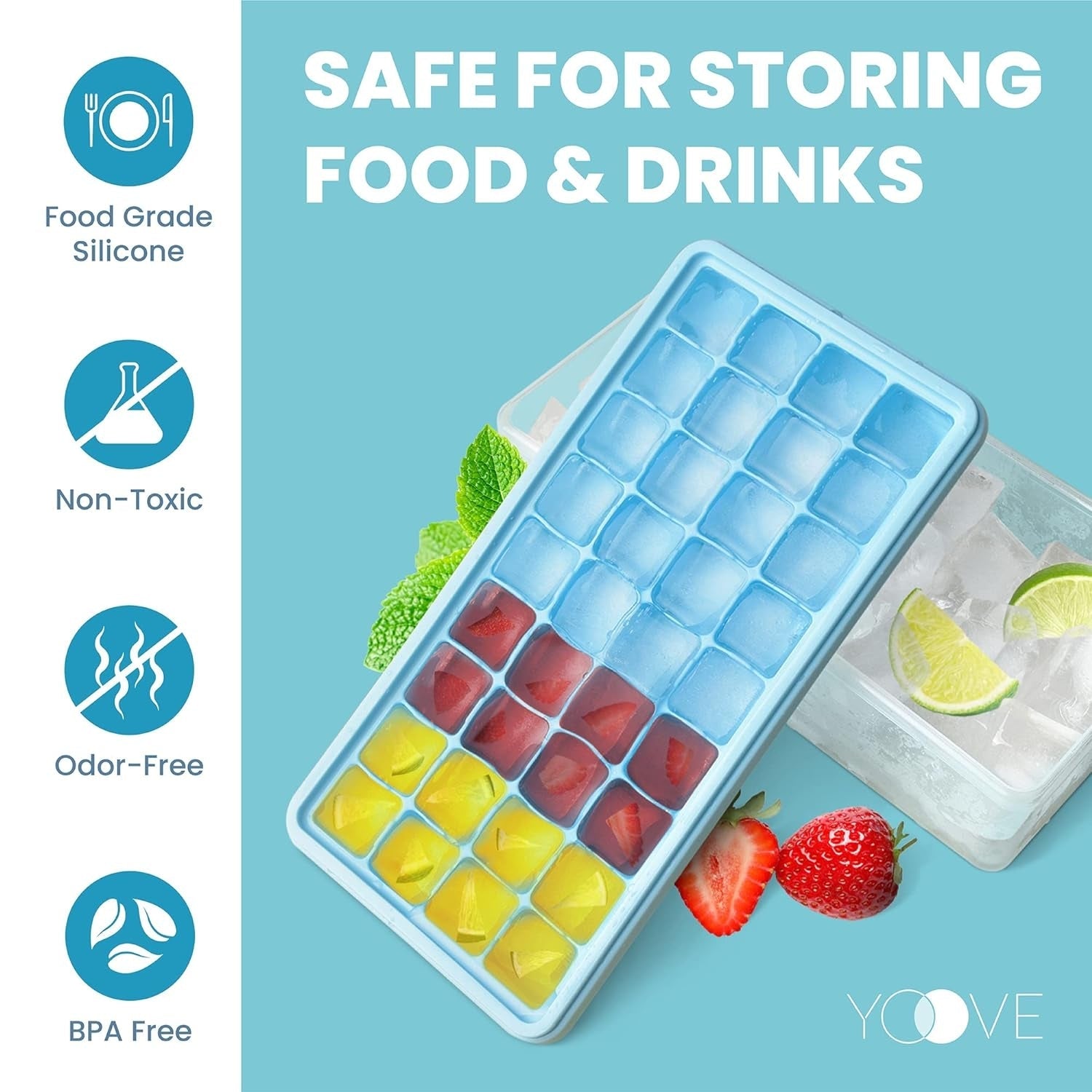 Ice Cube Tray With Lid And Bin 36 Nugget Silicone Ice Tray - FlyingCart.pk