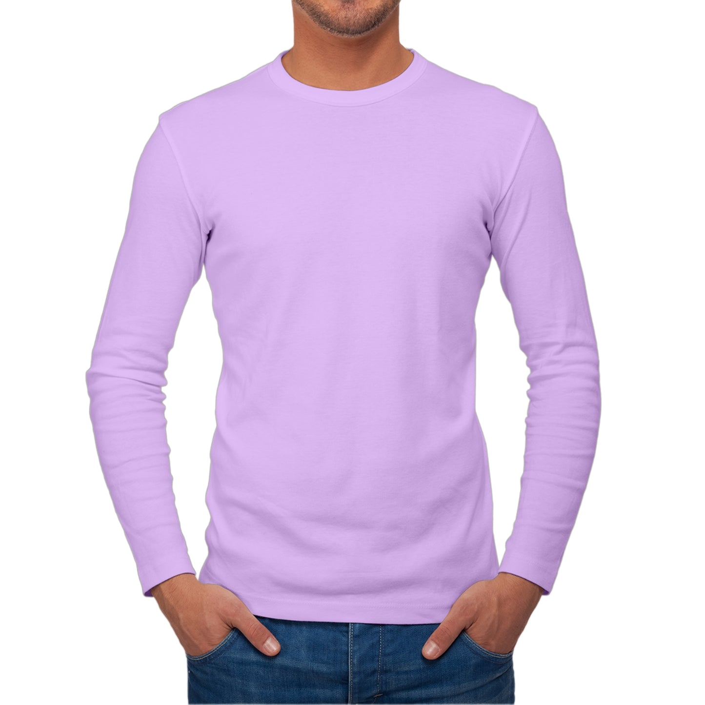 Full Sleeves Light Purple T-Shirt For Men - FlyingCart.pk