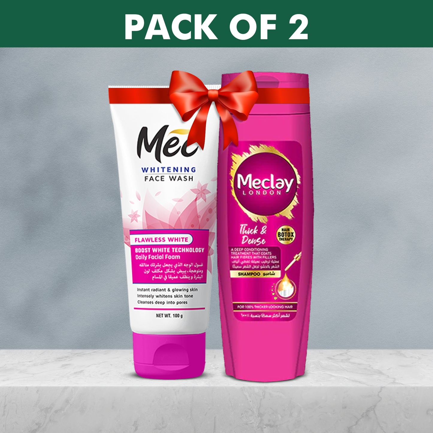 Mec Whitening Facewash 100 ml & Thick & Dense Shampoo 185 ml - FlyingCart.pk