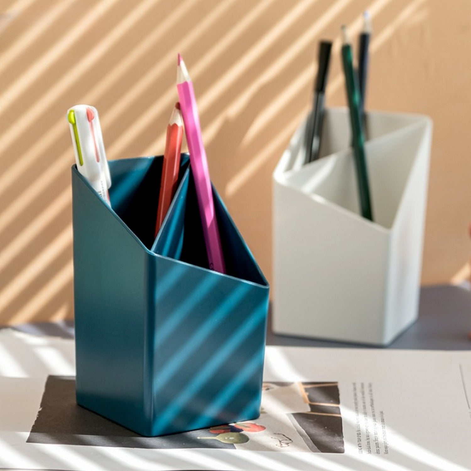 Pen Holder Two Partition Stationery Organizer - FlyingCart.pk
