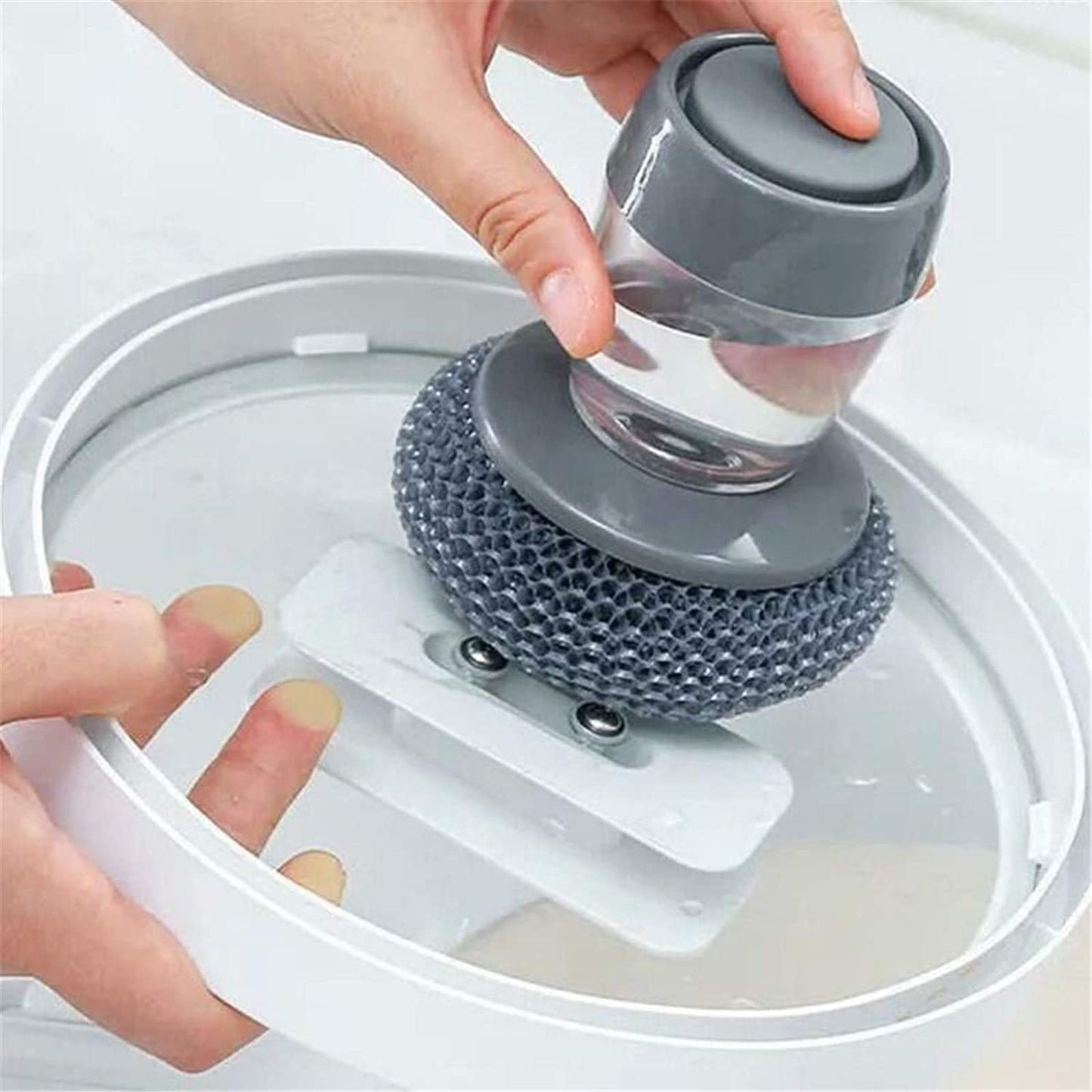Kitchen Soap Dispensing Liquid Palm Brush 2 in 1 - FlyingCart.pk