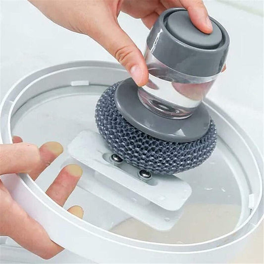 Kitchen Soap Dispensing Liquid Palm Brush 2 in 1 - FlyingCart.pk