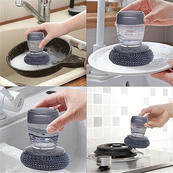 Kitchen Soap Dispensing Liquid Palm Brush 2 in 1 - FlyingCart.pk