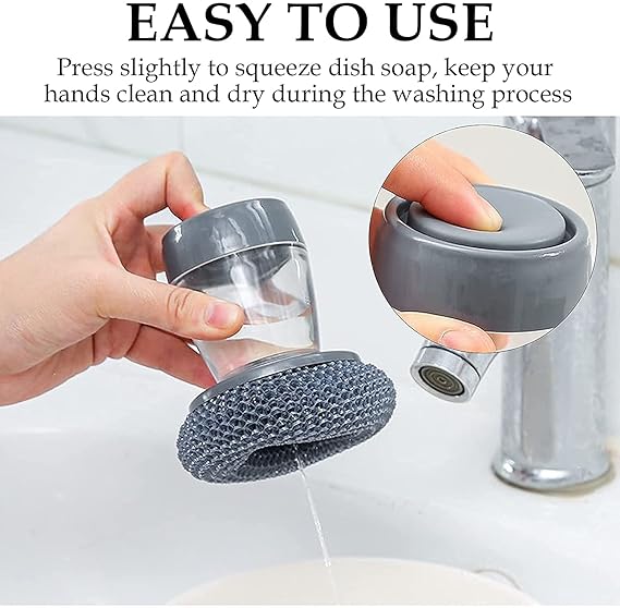 Kitchen Soap Dispensing Liquid Palm Brush 2 in 1 - FlyingCart.pk