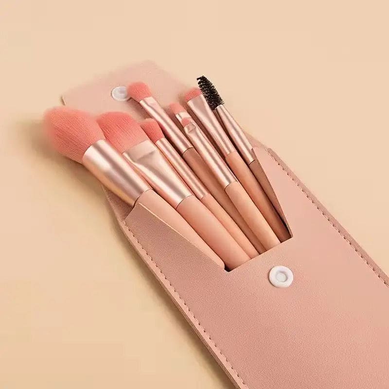 Pouch make up brush 8 piece set