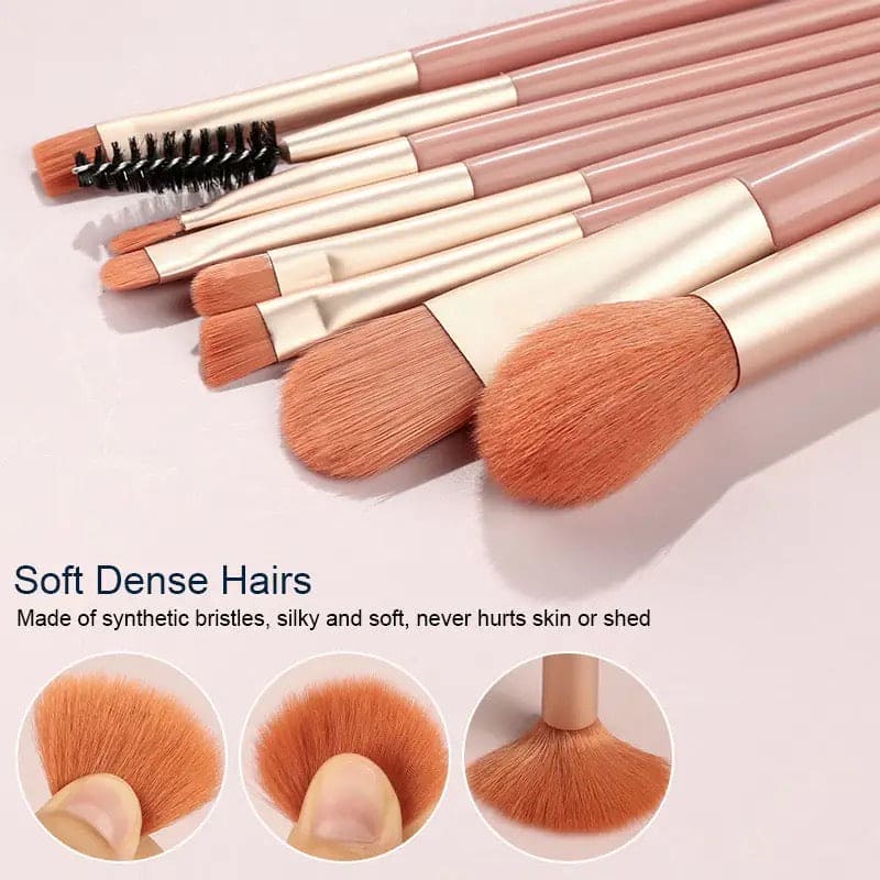 Pouch make up brush 8 piece set