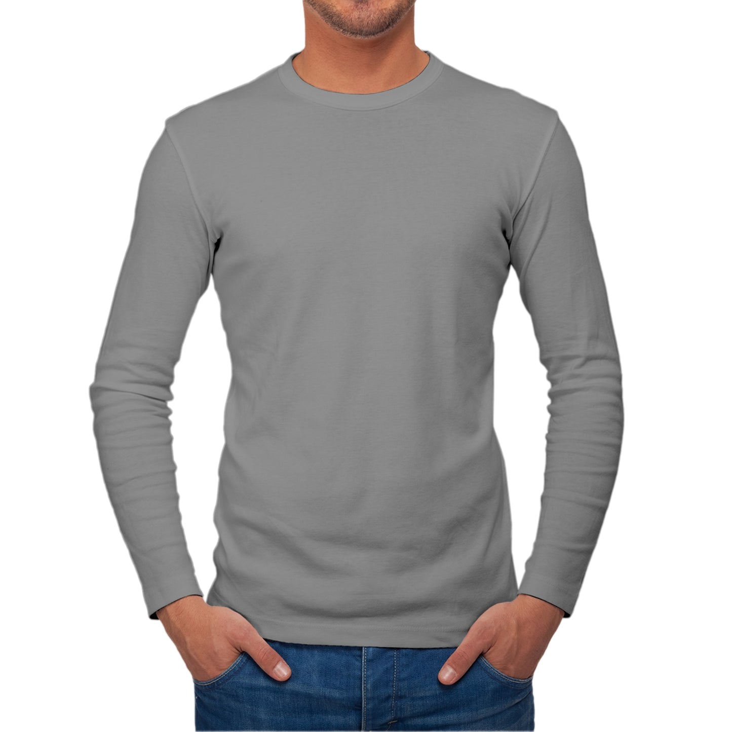 Full Sleeves Still Grey T-Shirt For Men - FlyingCart.pk