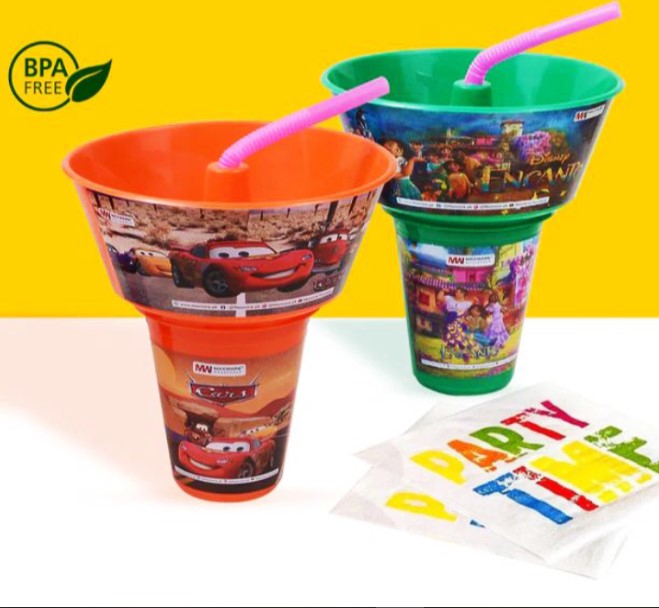 Snack Tub with Straw Glass For Kids 2 in 1 - FlyingCart.pk