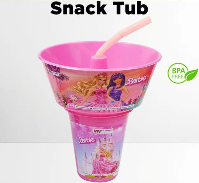 Snack Tub with Straw Glass For Kids 2 in 1 - FlyingCart.pk