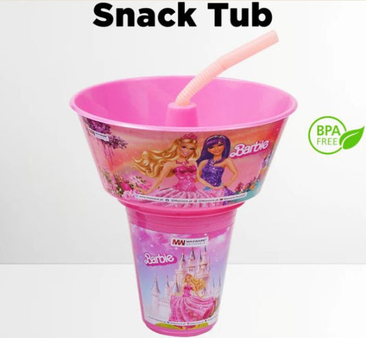 Snack Tub with Straw Glass For Kids 2 in 1 - FlyingCart.pk