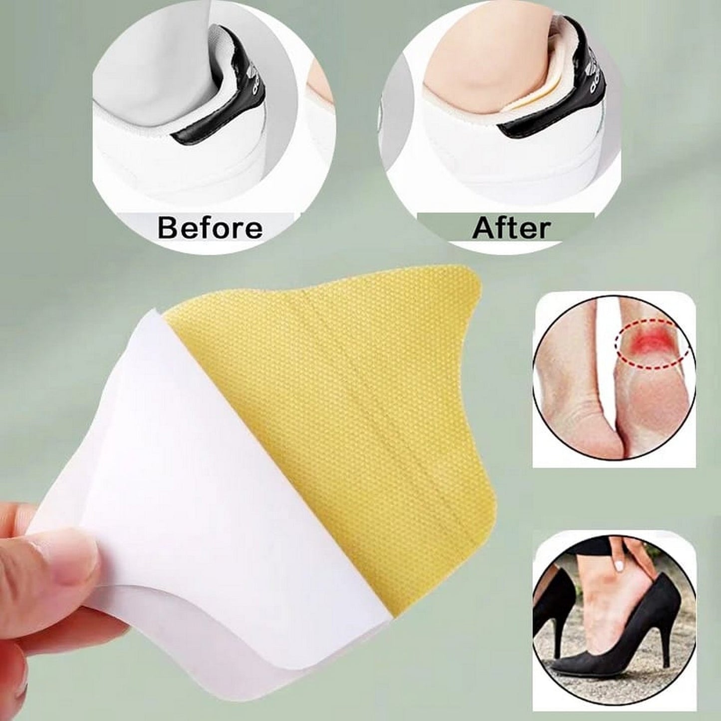 Heel Insoles Patch Pain Relief Anti-wear Cushion Pads (1 Pair) - FlyingCart.pk