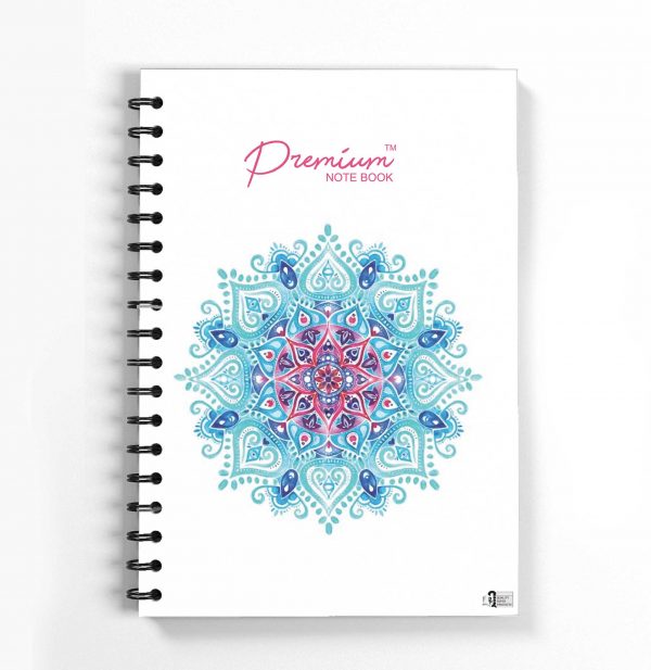 Premium A-5 Notebook (blue pink flower) - FlyingCart.pk