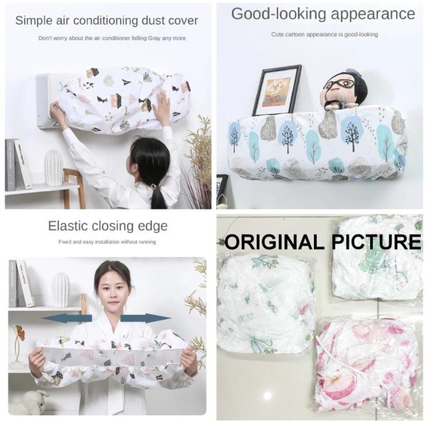 AC Protective Dust Cover – Cute Cartoon Print (1 Ton, Random Design & Color) - Flyingcart.pk