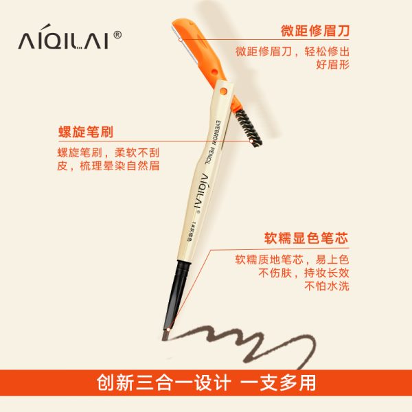 aiqilai-3-in-1-eyebrow-pencil-eyebrow-pencil-gel-anti-smudge-long-lasting-three-in-one-double-headed-folding-eyebrow-trimming-knife-brush-1-Flyingcart.pk