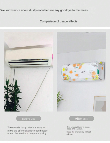 Air Conditioner Dust Cover – Wall Mounted Indoor Protective Cover (Random Print) for 1 Ton AC - Flyingcart.pk