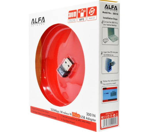 Alfa Mini USB WiFi Adapter | 300Mbps Wireless LAN Card for Computer & Laptop - Flyingcart.pk