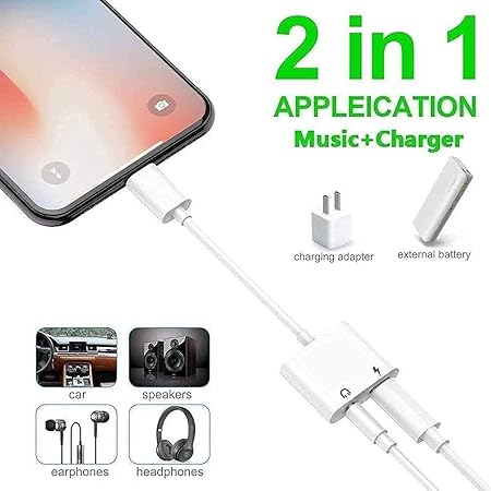 Apple iPhone Lightning to 3.5mm Earphone Jack & Mobile Charging Adapter - Flyingcart.pk