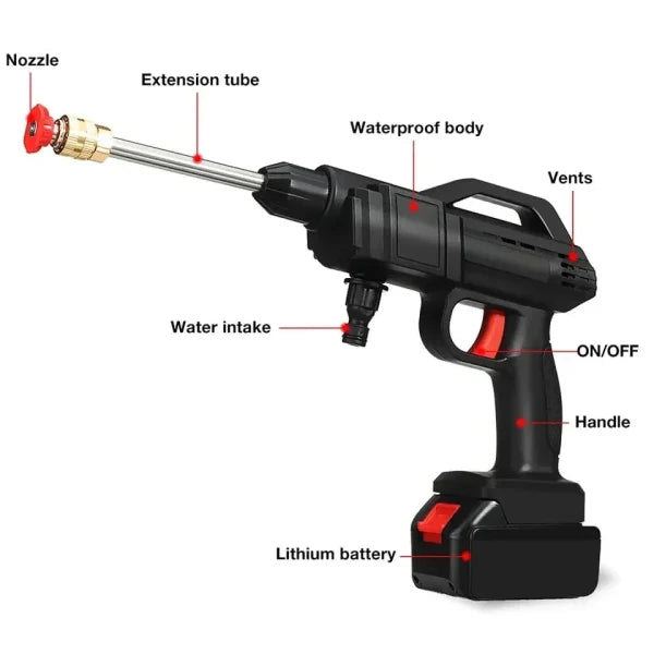 Automatic Cordless Wireless Car Wash Spray Gun – High Pressure 48V - Flyingcart.pk