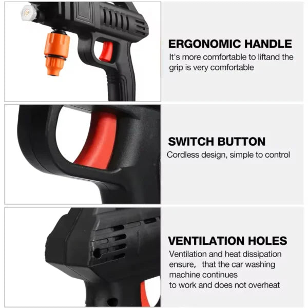 Automatic Cordless Wireless Car Wash Spray Gun – High Pressure 48V - Flyingcart.pk