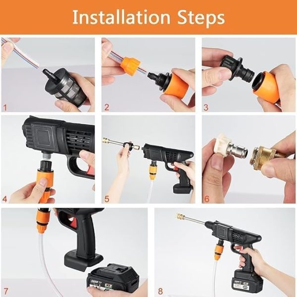 Automatic Cordless Wireless Car Wash Spray Gun – High Pressure 48V - Flyingcart.pk