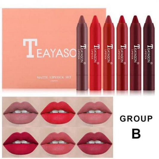 Teayason Lipstick Crysons Waterproof Long Lasting (Pack Of 6) - FlyingCart.pk
