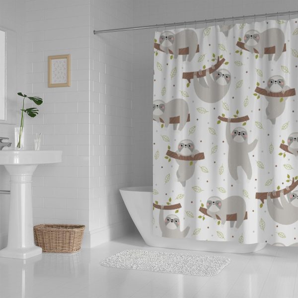 bathroom-shower-curtain-modern-waterproof-with-12-hooksrandom-1-flyingcart.pk