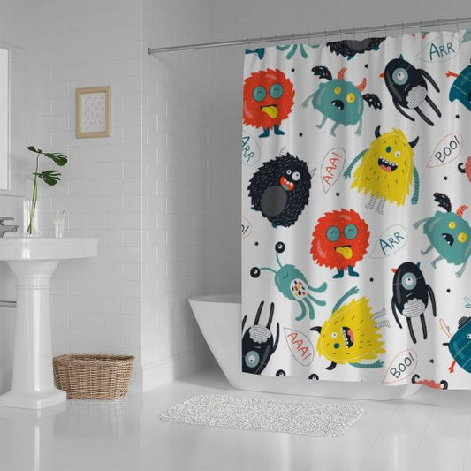 bathroom-shower-curtain-modern-waterproof-with-12-hooksrandom-1-flyingcart.pk