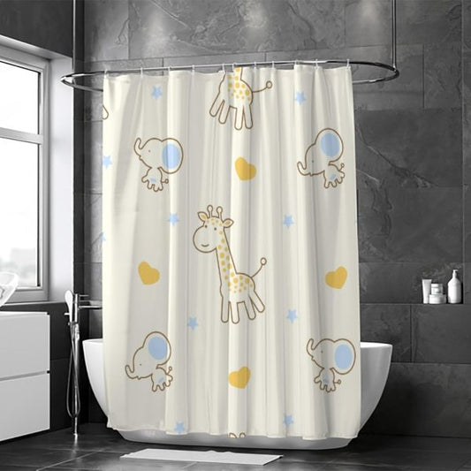 bathroom-shower-curtain-modern-waterproof-with-12-hooksrandom-1-flyingcart.pk