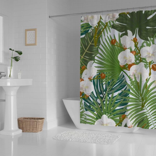 bathroom-shower-curtain-modern-waterproof-with-12-hooksrandom-1-flyingcart.pk